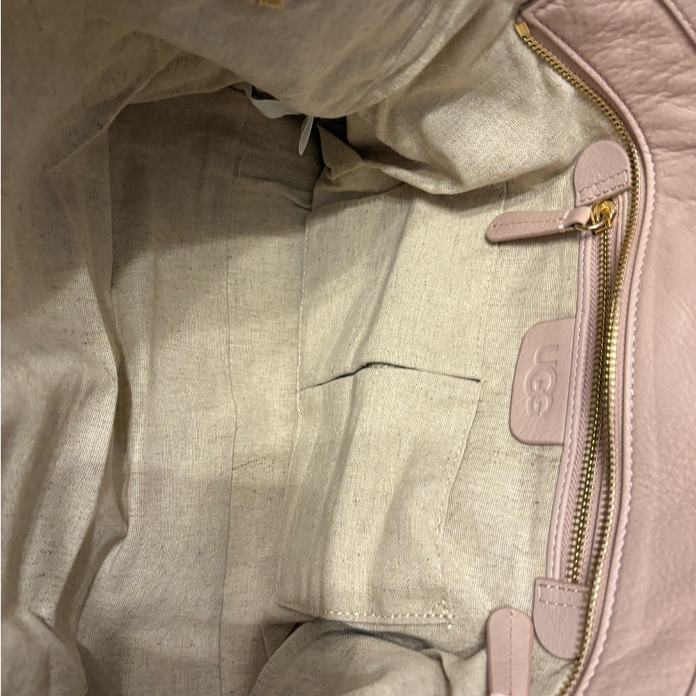 UGG Pink suede Shoulder Bag with Gold Accents